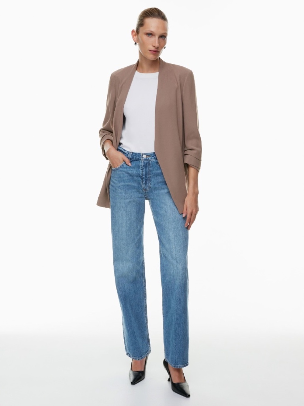 Babaton New Power Blazer in Deep Taupe, Size 12